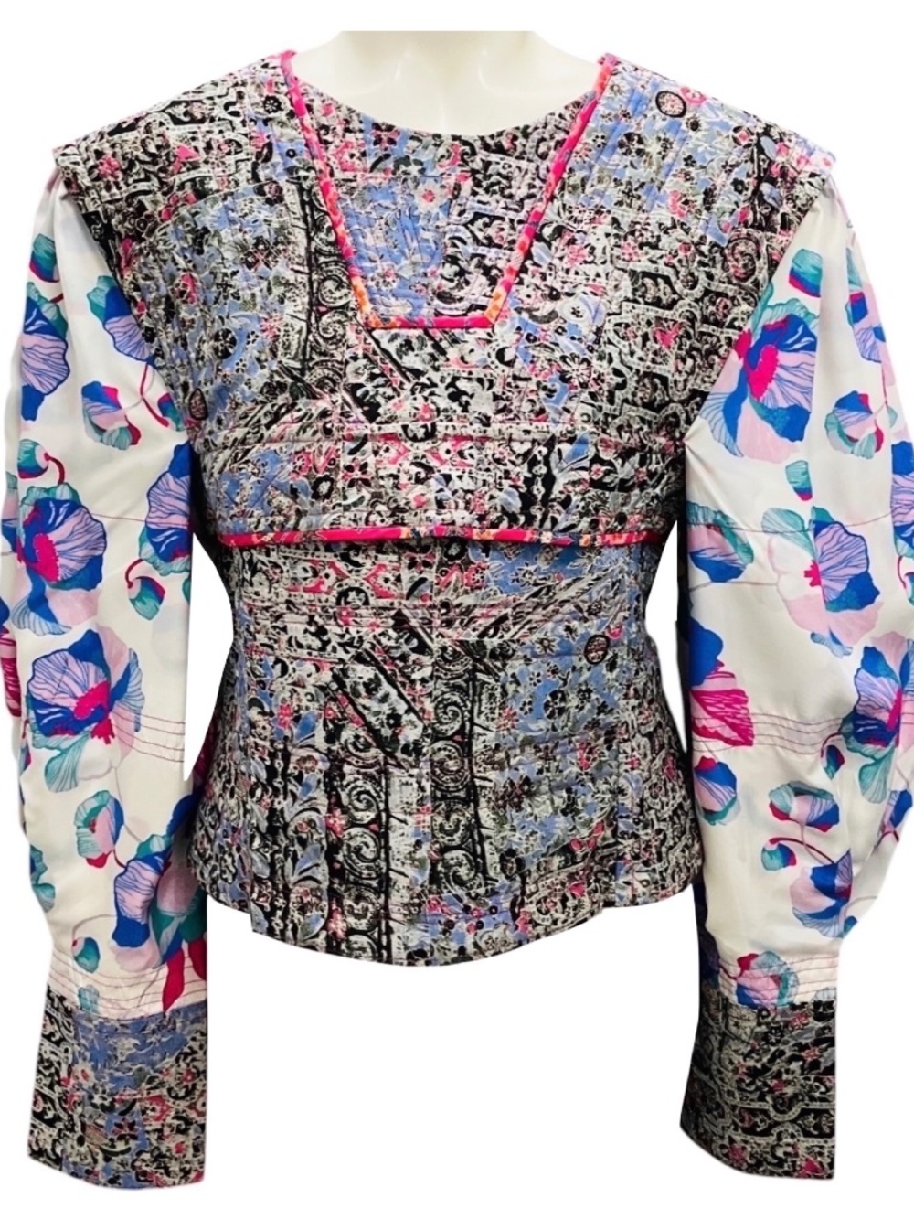 ISABEL MARANT BLUE MULTI FAXINALIA FLORAL PRINTED CROPPED TOP - Picture 1 of 7